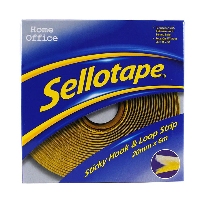 Sellotape Sticky Hook & Loop Strip Permanent 20mm x 6m CX1445180