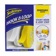 Sellotape Sticky Hook & Loop Strip Removable 20mm x 6m CX2055786