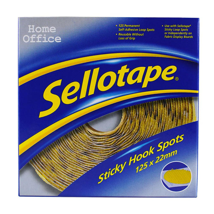 Sellotape Sticky Hook Spots Permanent 22mm 125 Pack CX1445185