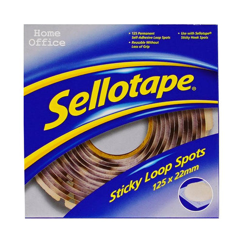 Sellotape Sticky Loop Spots Permanent 22mm 125 Pack | Adhesives, Tapes ...