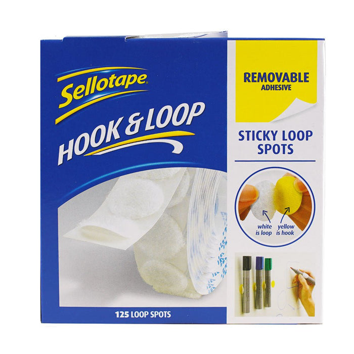 Sellotape Sticky Loop Spots Removable 22mm 125 Pack CX2055790
