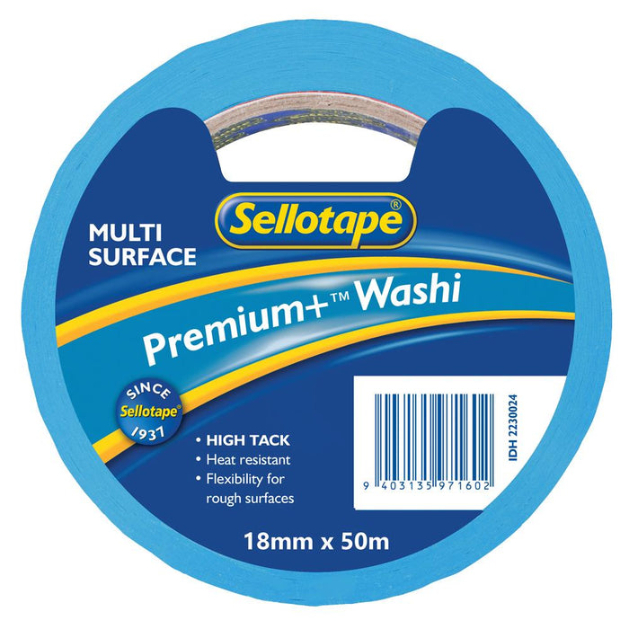 Sellotape Washi Premium+ Multi Surface 18mm x 50m CX2230018