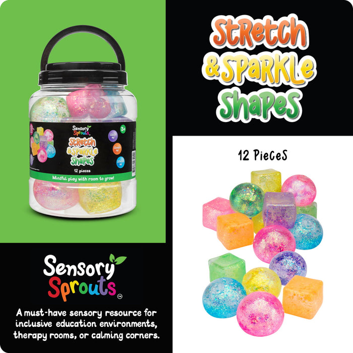 Sensory Sprouts Stretch & Sparkle Shapes, Jar of 12 CX1002926
