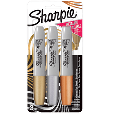 Sharpie Metallic Chisel Permanent Marker, Pack of 3's, Gold, Silver, Bronze (2089609) CD2089609