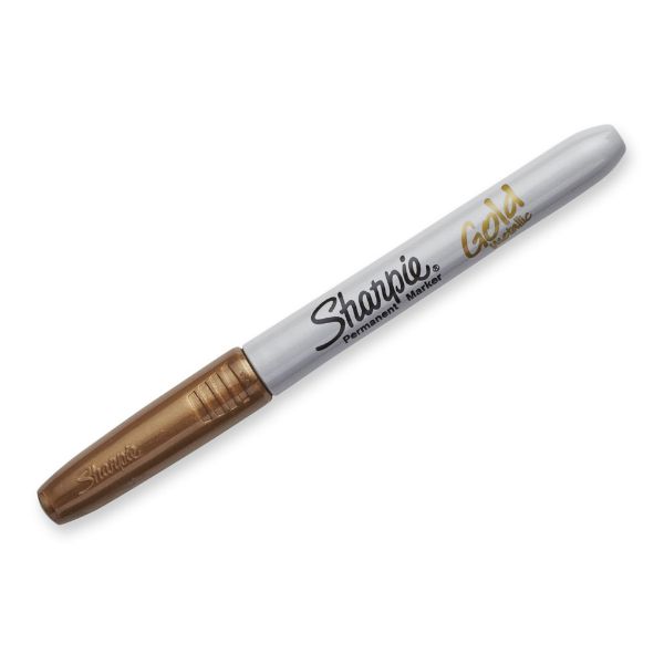 Sharpie Metallic Fine Permanent Marker, Metallic Gold, Pack of 12 (SH1823889) CD1823889