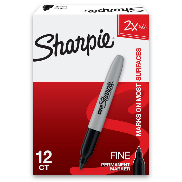 Sharpie Super Fine Point Permanent Marker, Black, Pack of 12 (33001) CD33001