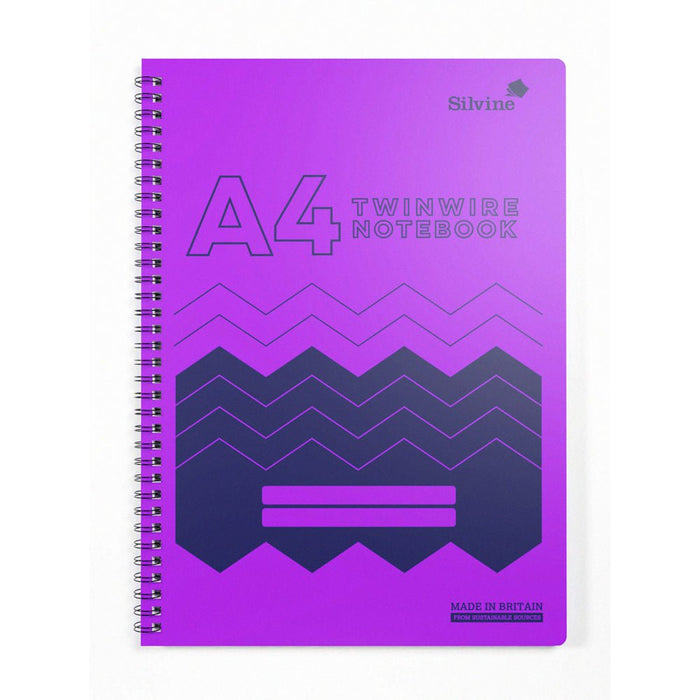 Silvine A4 160 Pages Twin Wire Bound Polyprop Cover Notebook Assorted Colours CXPOLYA4AC