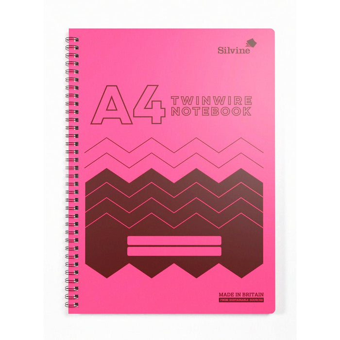 Silvine A4 160 Pages Twin Wire Bound Polyprop Cover Notebook Assorted Colours CXPOLYA4AC