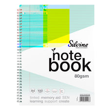 Silvine A4+ Tinted Notebook, 8mm Lined with Margin, 100 Pages, Blue CX1002210