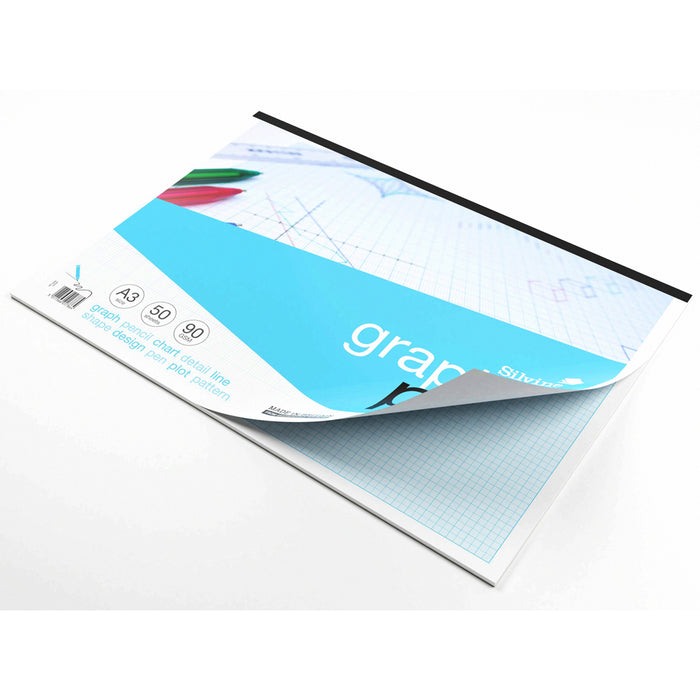 Silvine Graph Pad A3 1-5-10mm 90gsm 50 Sheets CXSILVINEA3GP