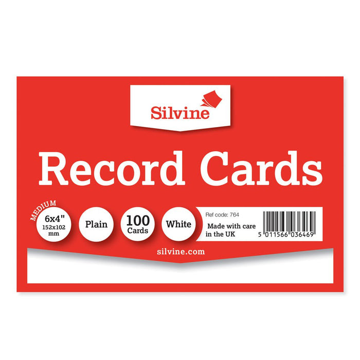 Silvine Record Cards 6 x 4 Plain CXSILVINE764