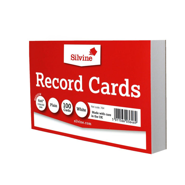 Silvine Record Cards 6 x 4 Plain CXSILVINE764
