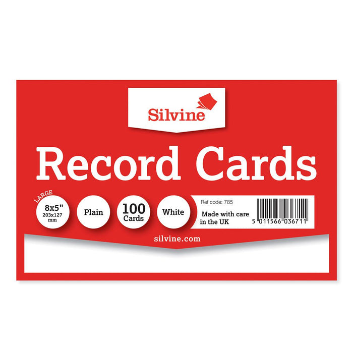 Silvine Record Cards 8 x 5 Plain CXSILVINE785