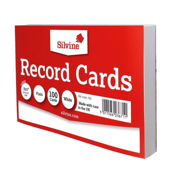 Silvine Record Cards 8 x 5 Plain CXSILVINE785