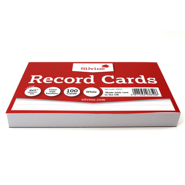 Silvine Record Cards 8 x 5 Ruled White CX585W