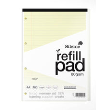 Silvine Tinted Refill Pad A4 8mm Lined with Margin 100 Pages Cream CXSA4RPTINC