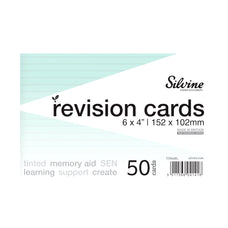 Silvine Tinted Revision Cards, 6mm Ruled, 152 x 102mm, 50 Cards, Blue CX1002216