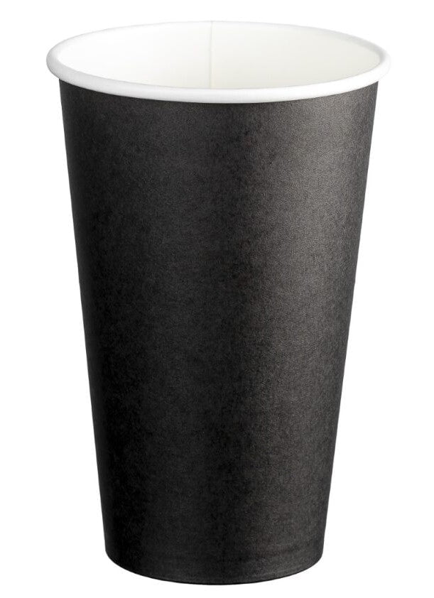 Single Wall PE Paper Cups, Black, 16oz, 90mm Diameter, 510ml x 1000's ...