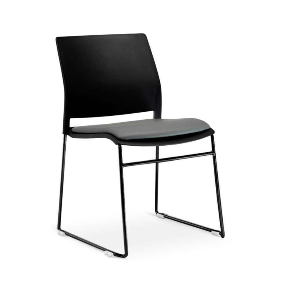 Soho Visitor & Conference Chair, Stacking, Seat Pad, Black Frame, Blac ...