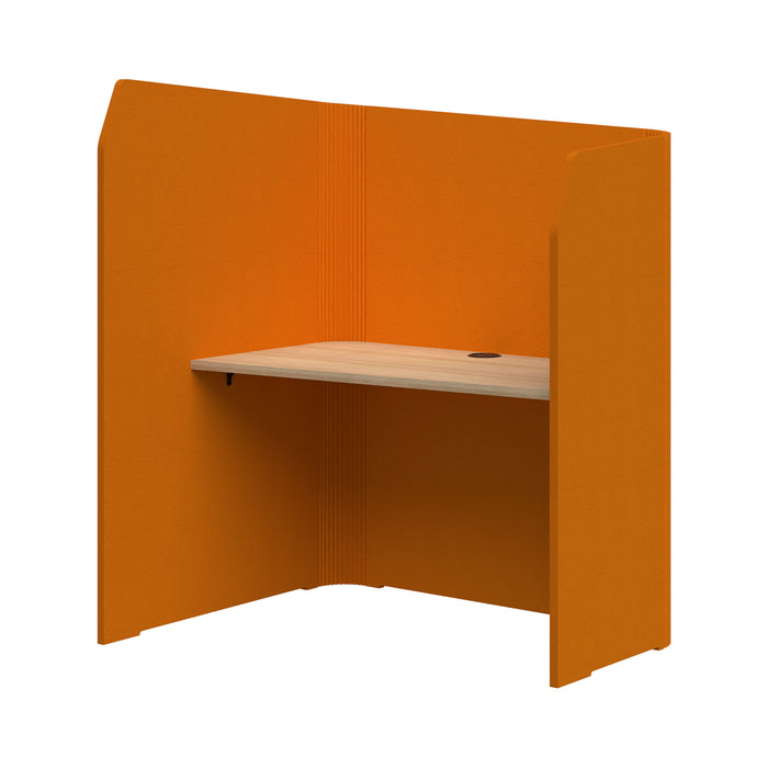 Sonic Focus Pod Desk, Left Hand, 1500/1300mm High x 1200mm Long x 1000/625mm Deep, Choice of colours Orange & Classic Oak AT1504-36000336