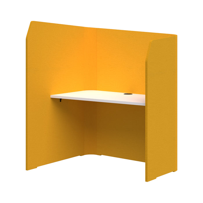 Sonic Focus Pod Desk, Left Hand, 1500/1300mm High x 1200mm Long x 1000/625mm Deep, Choice of colours Yellow & Snow AT1504-36000314