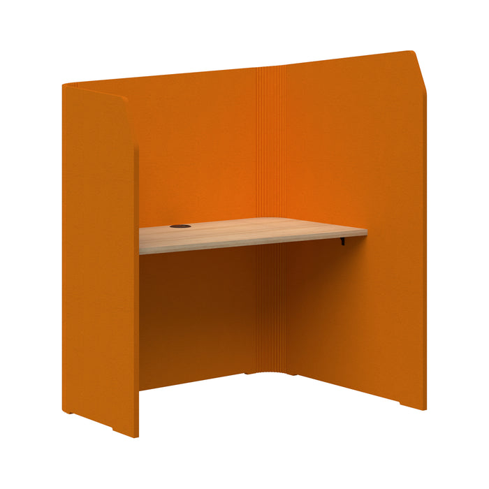 Sonic Focus Pod Desk, Right Hand, 1300/1500mm High x 1200mm Long x 1000/625mm Deep, Choice of colours Orange Classic Oak AT1504-36000348