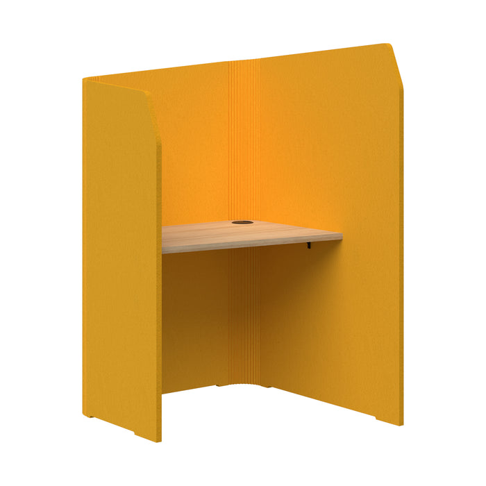 Sonic Mini Focus Pod Desk, Right Hand, 1300/1500mm High x 900mm Long x 1000/625mm Deep, Choice of colours Yellow & Classic Oak AT1504-37000347