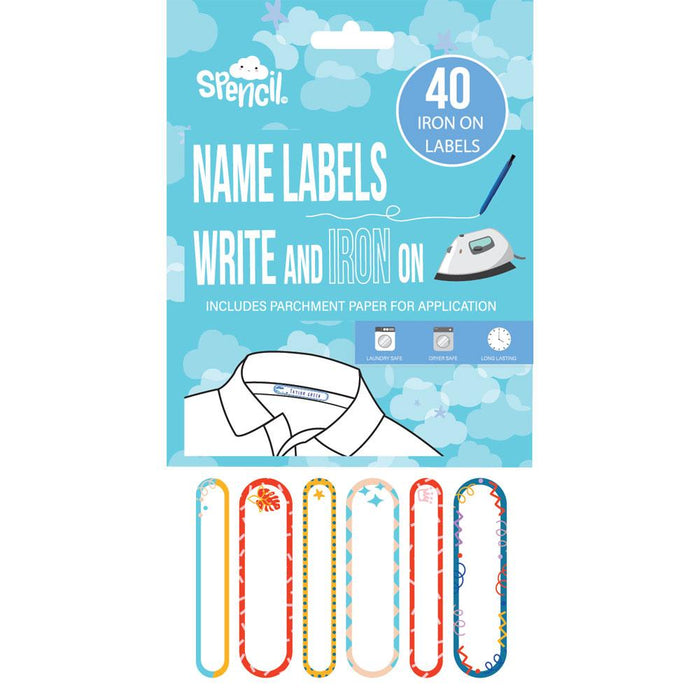 Spencil Write And Iron On Name Labels 40 Pack Multicolour CX113781