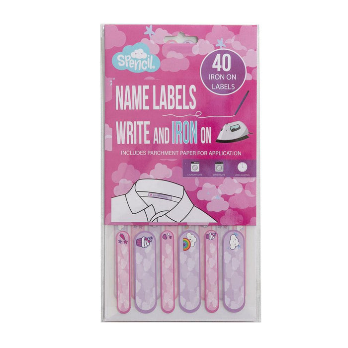 Spencil Write and Iron On Name Labels 40 Pack Pink CX113726