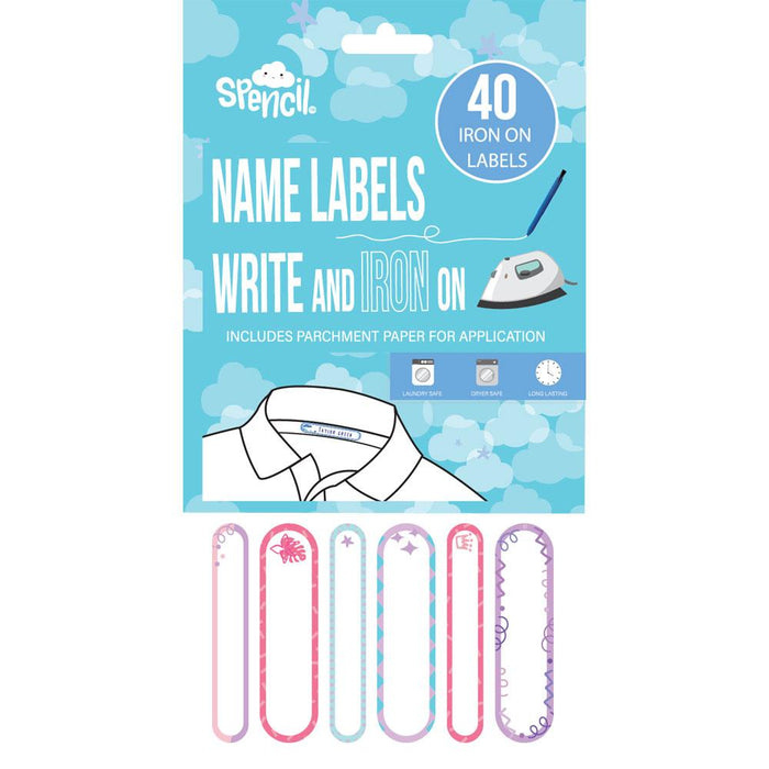 Spencil Write And Iron On Name Labels 40 Pack Pretty Pastels CX113790