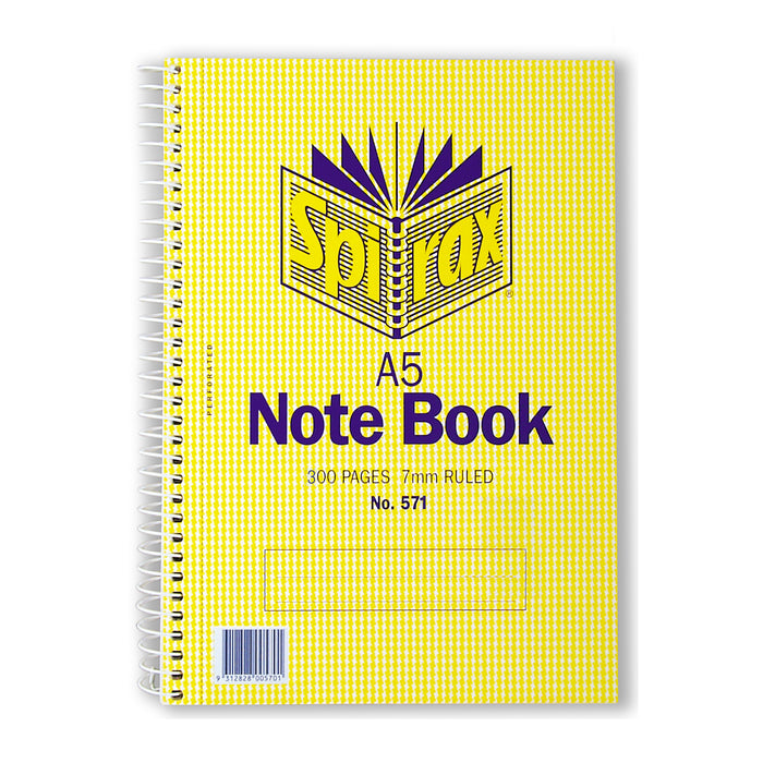 Spirax 571 A5 Spiral Notebook 300 Pages x 5's pack AO56571