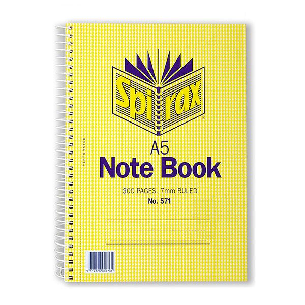 Spirax 571 A5 Spiral Notebook 300 Pages x 5's pack AO56571
