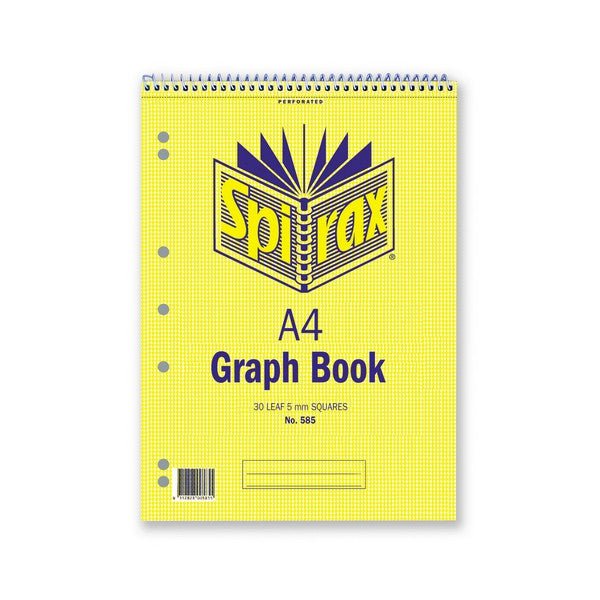 Spirax 585 A4 Spiral Bound Graph Book 5mm 30 Leaf x Pack of 10 AO55237