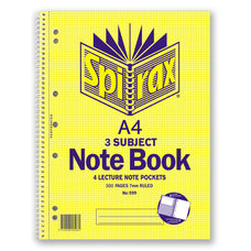 Spirax 599 A4 3 Subject Notebook 300 Pages x Pack of 5 AO56599