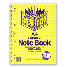 Spirax 605 A4 2 Subject Notebook 250 Pages x Pack of 5 AO56605