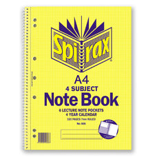 Spirax 606 A4 4 Subject Notebook 320 Pages x Pack of 5 AO56606