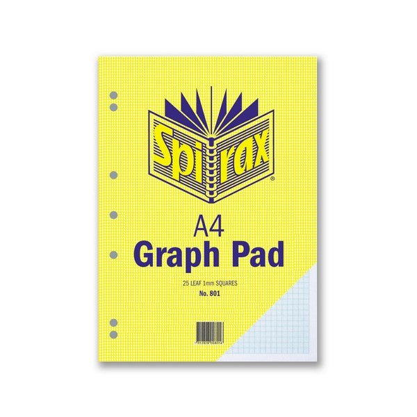 Spirax 801 A4 Glue Bound Graph Book 1mm 25 Leaf x Pack of 10 AO56082