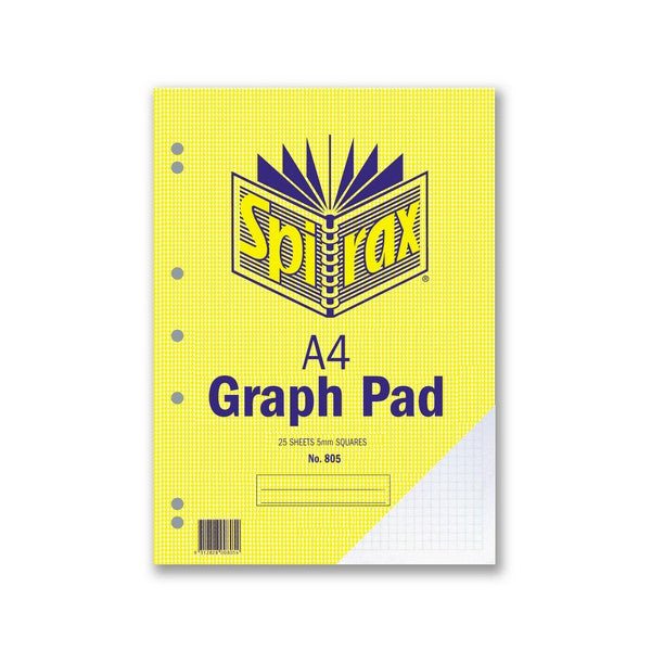 Spirax 805 A4 Glue Bound Graph Book 5mm 25 Leaf x Pack of 10 AO56084