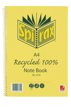 Spirax 810 A4 Recycled Notebook 120 Pages x Pack of 5 AO56800