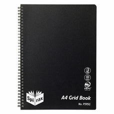 Spirax A4 Black Polypropylene Cover Grid Book, Side Opening, 200 Pages (P595G) AO5659500