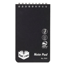 Spirax Black Polypropylene Cover Notebook, Top Opening, 147mm x 87mm, 96 Pages (P541) AO5524100