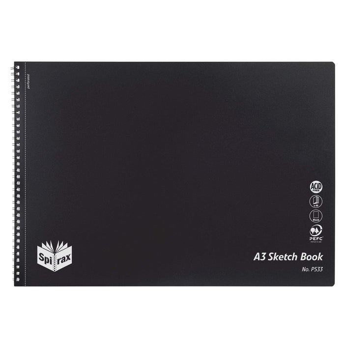 Spirax P533 A3 Polypropylene Cover Sketch Book 40 Pages - Pack of 10 AO5606700