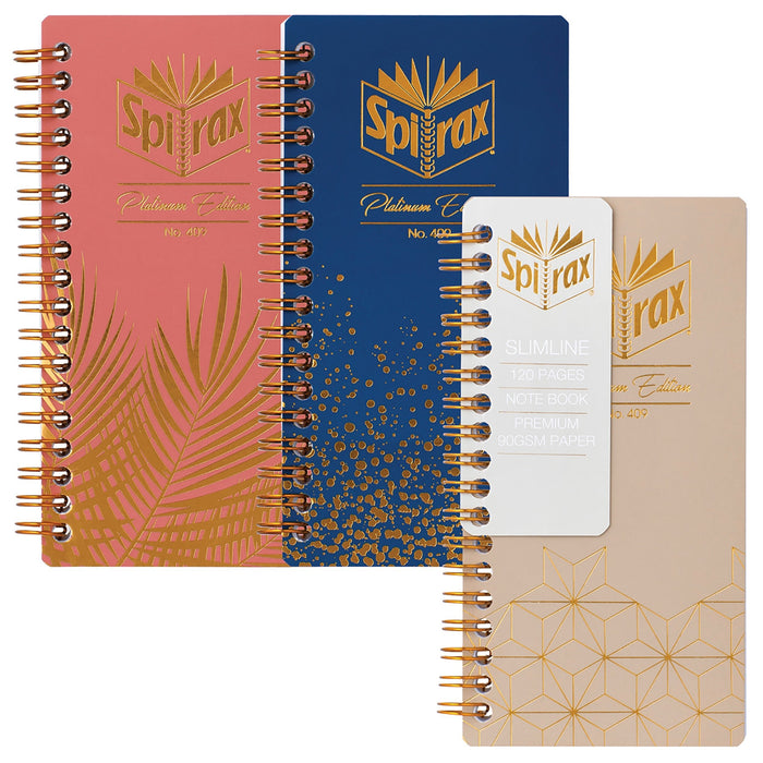 Spirax Platinum Slimline Notebook, Assorted Colours, Pack of 12 AO56409SRT
