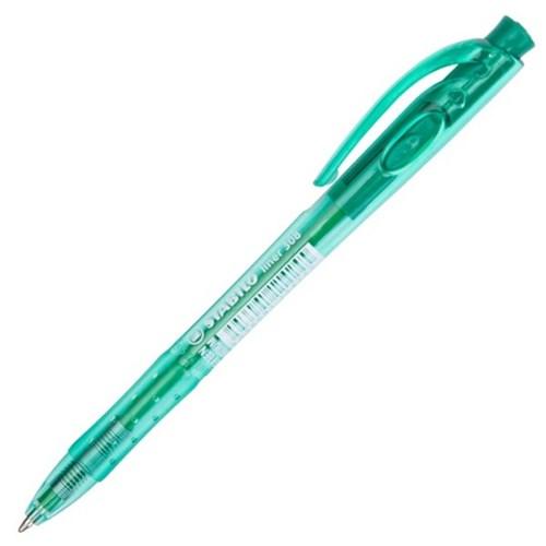 Stabilo 308 Liner Retractable Ballpoint Pen Green - Pack of 10 AO0280750