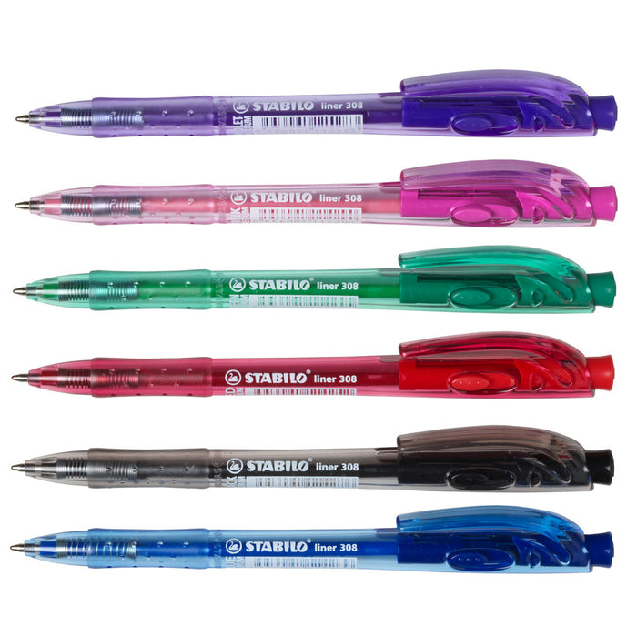 Stabilo 308 Liner Retractable Ballpoint Pen Medium Violet - Pack of 10 AO0280770