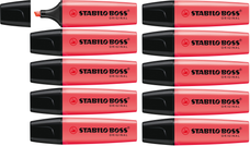 Stabilo Boss Highlighter Red, Box of 10 AO0071324