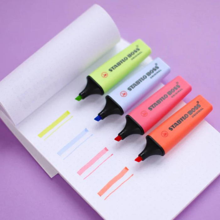 Stabilo Boss Pastel Highlighter, Assorted Colours, Pack of 4 (70/4-3) AO50593