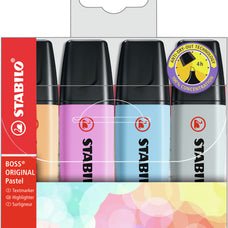 Stabilo Boss Pastel Highlighter, Assorted Colours, Pack of 4 (70/4-4) AO50592