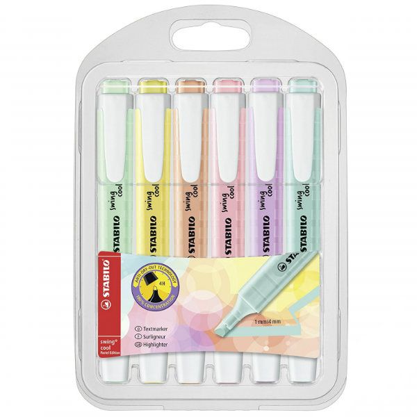 Stabilo Highlighter Swing Pastel Assorted Colours Pack of 6 AO50010