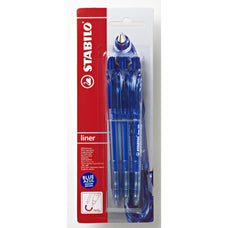Stabilo Liner Ballpoint Pen, Medium, Blue, 3 Pack AO0321530